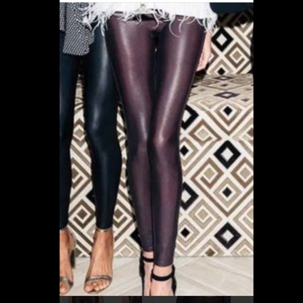 Spanx Wine Faux Leather Leggings